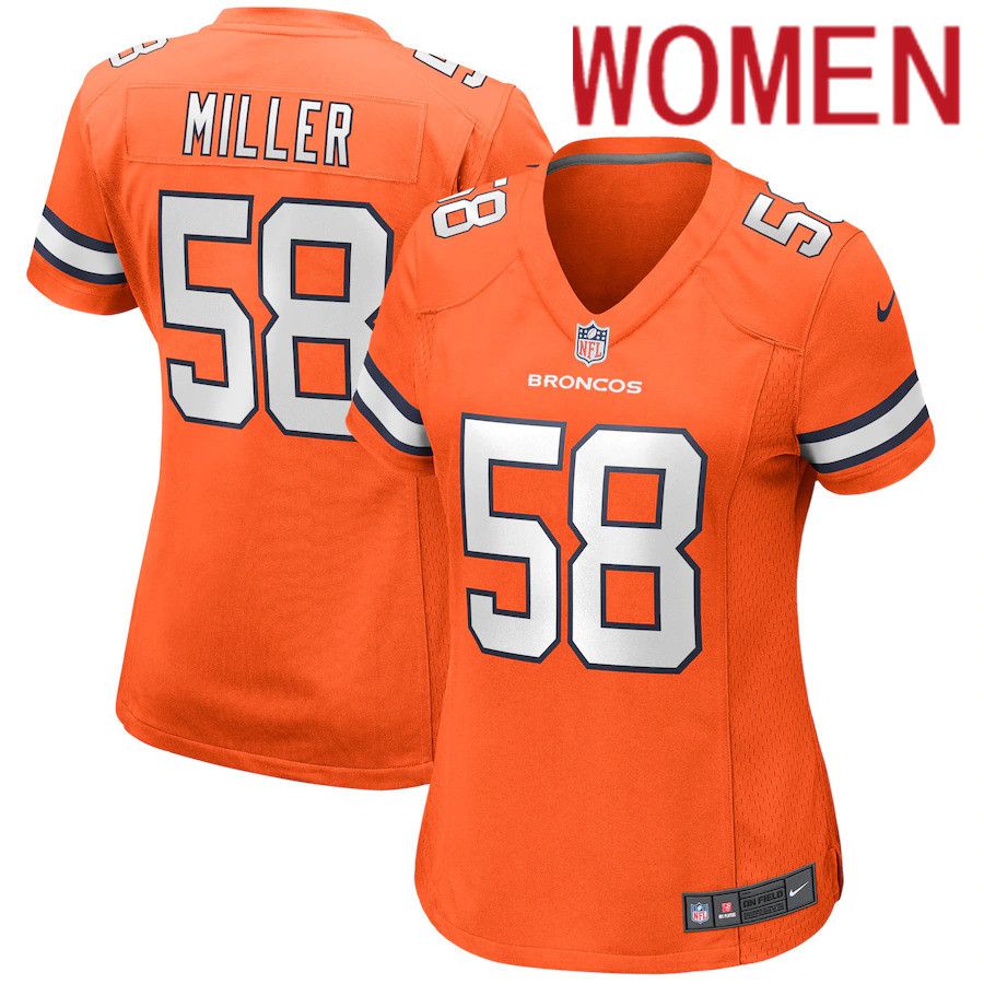 Women Denver Broncos #58 Von Miller Nike Orange Alternate Game Player NFL Jersey
